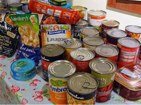 Pile of cans for foodbank