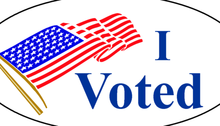 I Voted logo with American flag